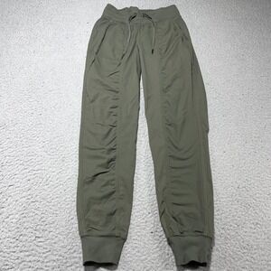 Lululemon Jogger Pants Womens 0 Green Woven Stripe Lightweight Athletic Yoga